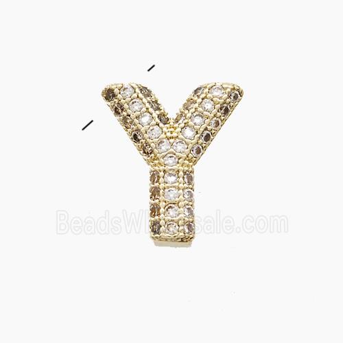 Copper Letter-Y Pendant Pave Zirconia Gold Plated