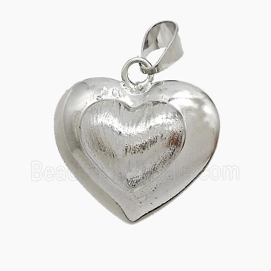 Copper Heart Pendant Brushed Platinum Plated