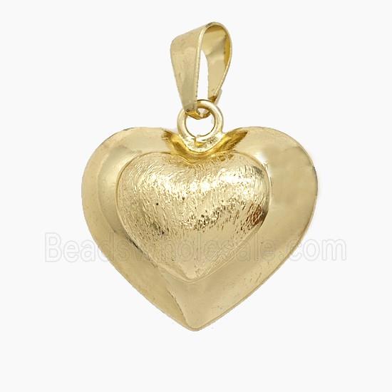 Copper Heart Pendant Brushed Gold Plated