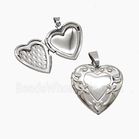 Copper Heart Locket Pendant Platinum Plated