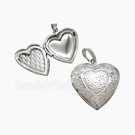 Copper Heart Locket Pendant Platinum Plated