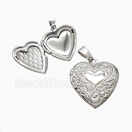 Copper Heart Locket Pendant Platinum Plated