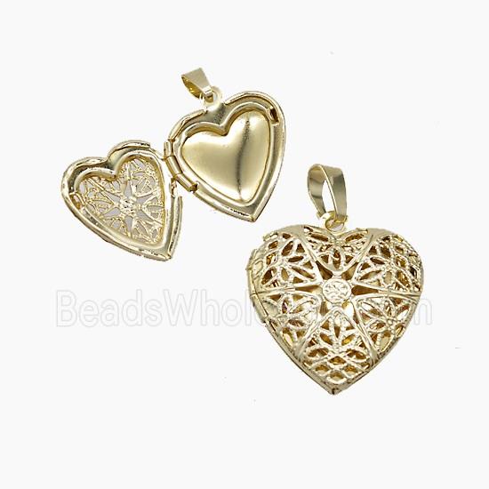 Copper Heart Locket Pendant Gold Plated