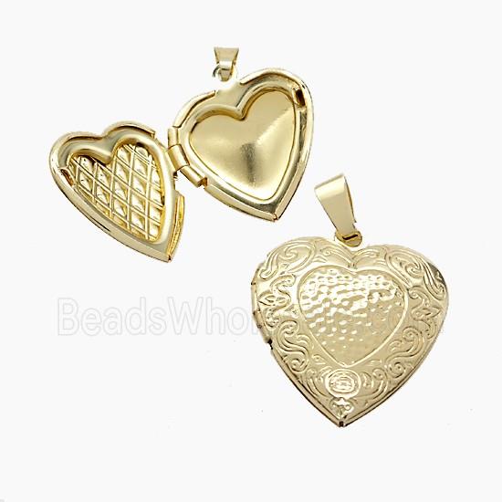 Copper Heart Locket Pendant Gold Plated