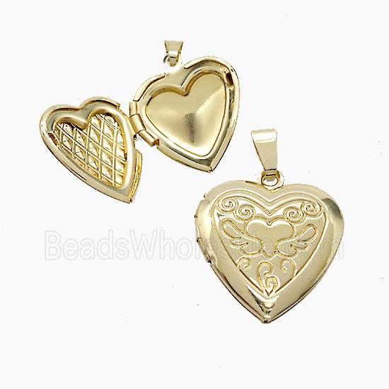 Copper Heart Locket Pendant Gold Plated