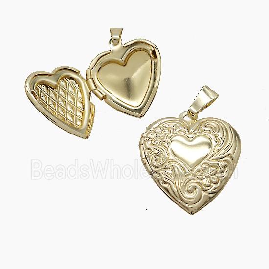 Copper Heart Locket Pendant Gold Plated