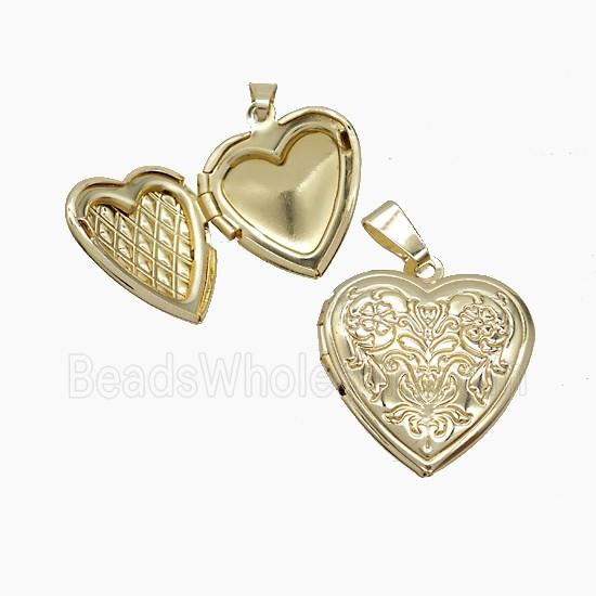 Copper Heart Locket Pendant Gold Plated