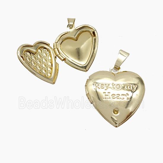 Copper Heart Locket Pendant Gold Plated