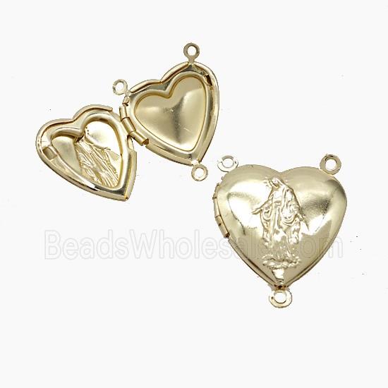 Copper Heart Locket Pendant Jesus 3loops Gold Plated
