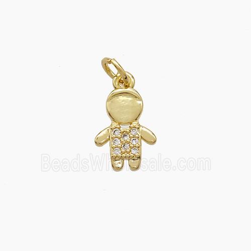 Copper Kids Boy Pendant Pave Zirconia 18K Gold Plated