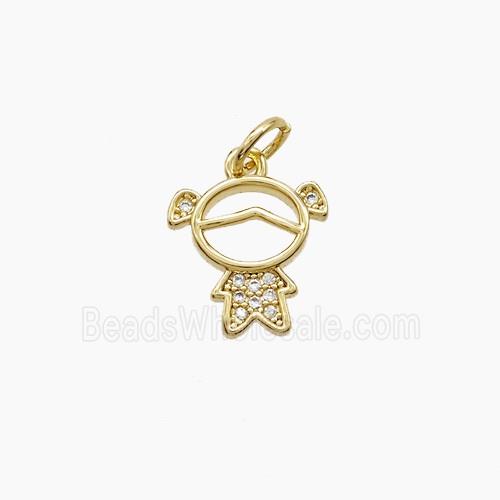 Copper Kids Girls Pendant Pave Zirconia 18K Gold Plated