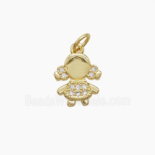 Copper Kids Girls Pendant Pave Zirconia 18K Gold Plated