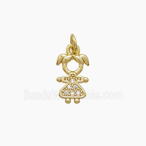 Copper Kids Girls Pendant Pave Zirconia 18K Gold Plated