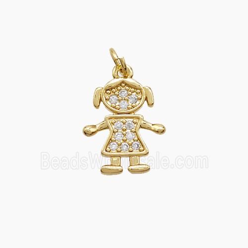 Copper Kids Girls Pendant Pave Zirconia 18K Gold Plated