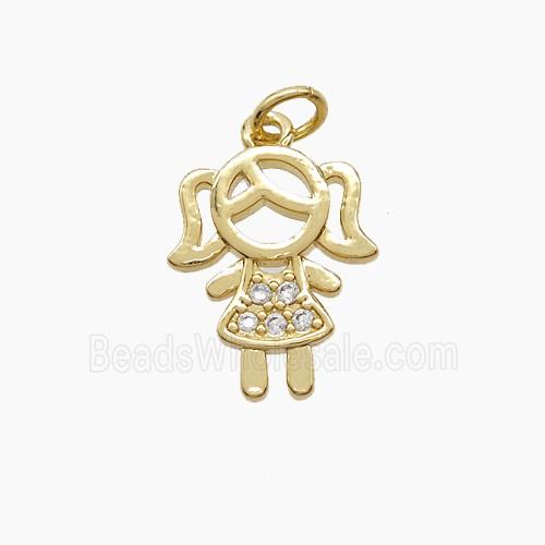 Copper Kids Girls Pendant Pave Zirconia 18K Gold Plated