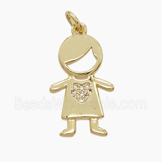 Copper Kids Girls Pendant Pave Zirconia 18K Gold Plated