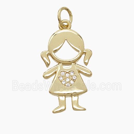 Copper Kids Girls Pendant Pave Zirconia 18K Gold Plated