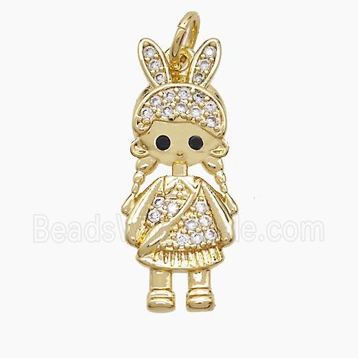 Copper Kids Girls Pendant Pave Zirconia 18K Gold Plated
