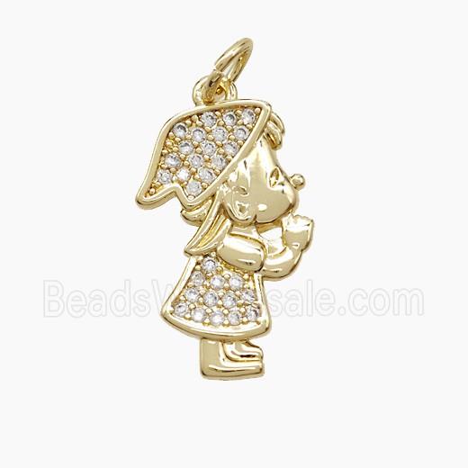 Copper Kids Boy Pendant Pave Zirconia 18K Gold Plated