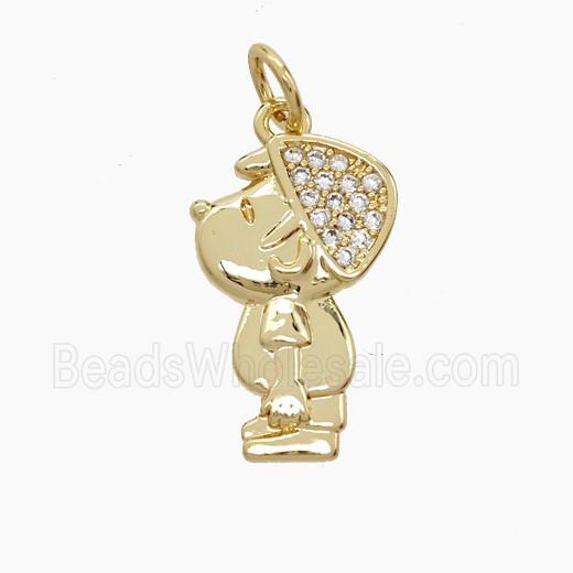 Copper Kids Boy Pendant Pave Zirconia 18K Gold Plated