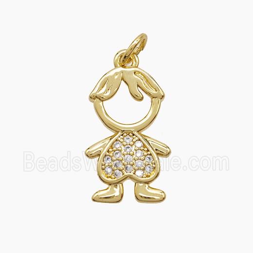 Copper Kids Boy Pendant Pave Zirconia 18K Gold Plated