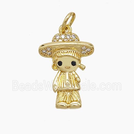 Copper Kids Girls Pendant Pave Zirconia 18K Gold Plated
