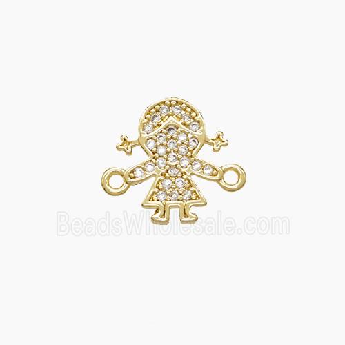 Copper Kids Girls Connector Pave Zirconia 18K Gold Plated
