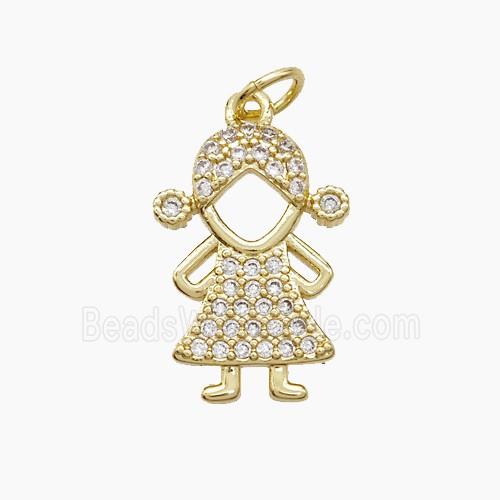 Copper Kids Girls Pendant Pave Zirconia 18K Gold Plated