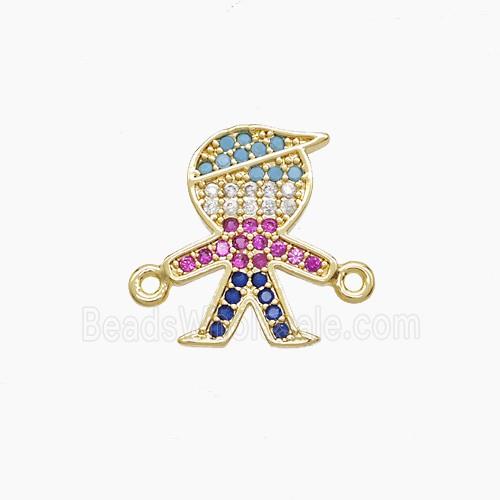 Copper Kids Boy Connector Pave Zirconia 18K Gold Plated