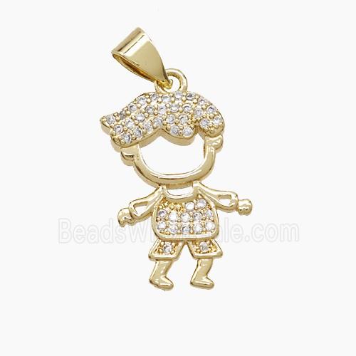 Copper Kids Boy Pendant Pave Zirconia 18K Gold Plated