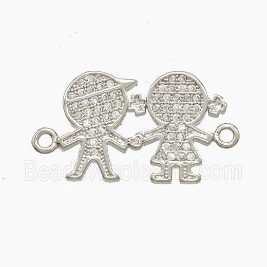 Copper Kids Connector Pave Zirconia Platinum Plated