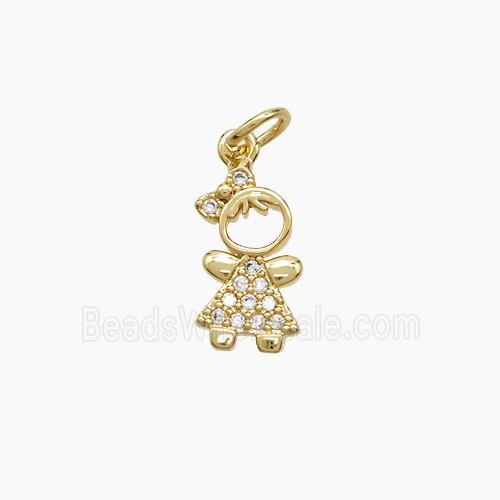 Copper Kids Girls Pendant Pave Zirconia 18K Gold Plated