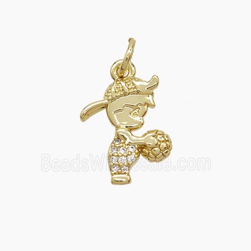Copper Kids Boy Pendant Pave Zirconia 18K Gold Plated