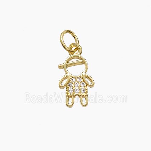 Copper Kids Boy Pendant Pave Zirconia 18K Gold Plated