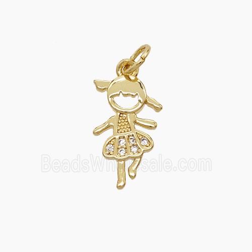 Copper Kids Girls Pendant Pave Zirconia 18K Gold Plated