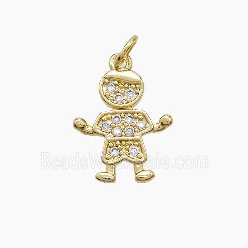 Copper Kids Boy Pendant Pave Zirconia 18K Gold Plated