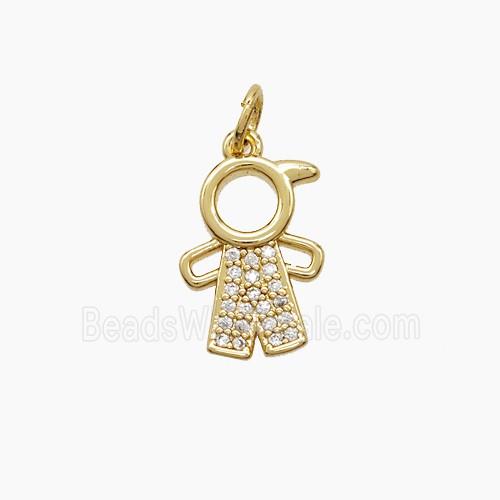 Copper Kids Girls Pendant Pave Zirconia 18K Gold Plated