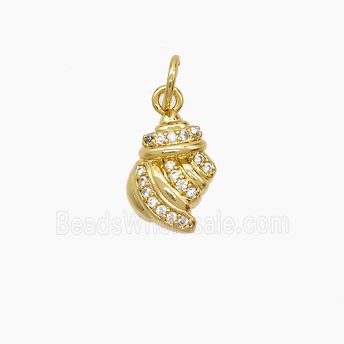Copper Conch Shell Pendant Pave Zirconia 18K Gold Plated