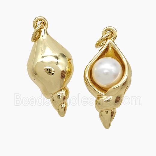 Copper Conch Shell Pendant Pave Resin 18K Gold Plated