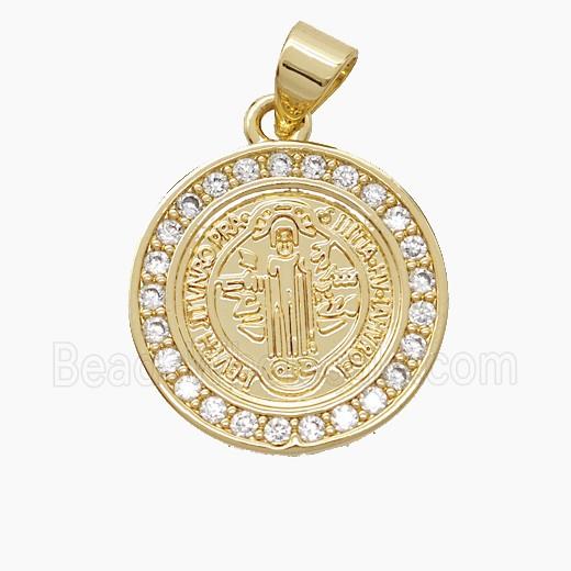 Copper Saint Jude Pendant Pave Zirconia 18K Gold Plated