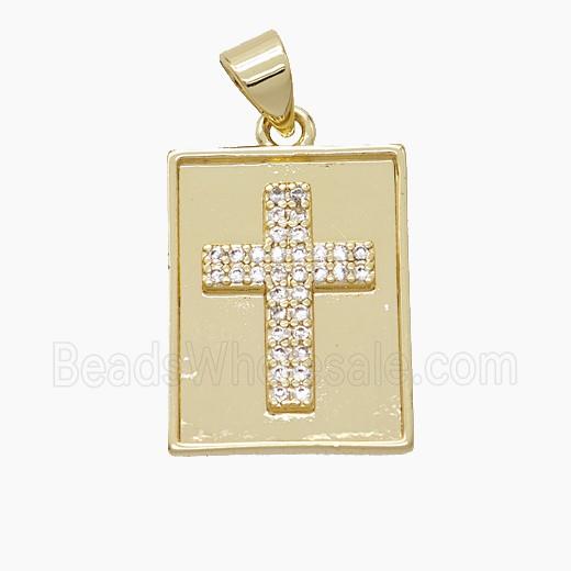 Copper Cross Pendant Pave Zirconia 18K Gold Plated