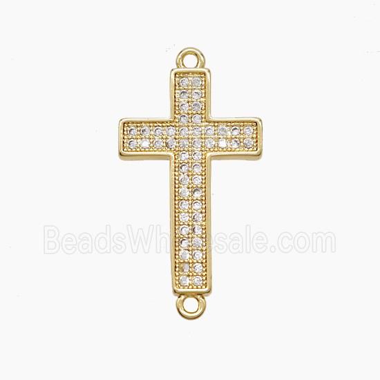 Copper Cross Connector Pave Zirconia 18K Gold Plated
