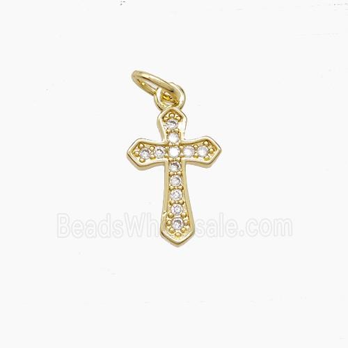 Copper Cross Pendant Pave Zirconia 18K Gold Plated
