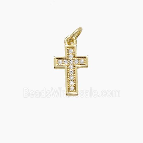 Copper Cross Pendant Pave Zirconia 18K Gold Plated