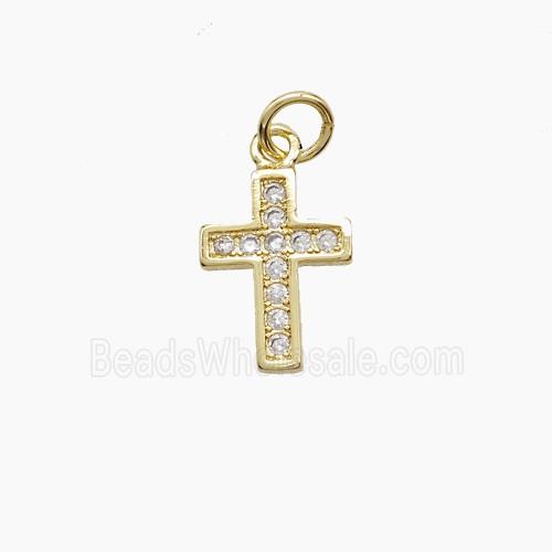 Copper Cross Pendant Pave Zirconia 18K Gold Plated