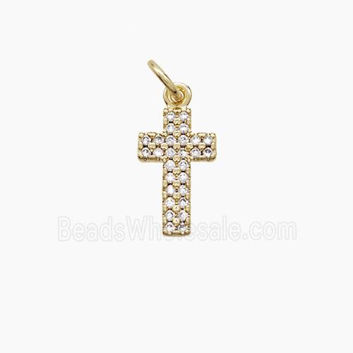 Copper Cross Pendant Pave Zirconia 18K Gold Plated