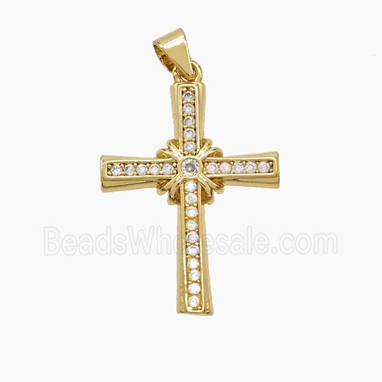 Copper Cross Pendant Pave Zirconia 18K Gold Plated