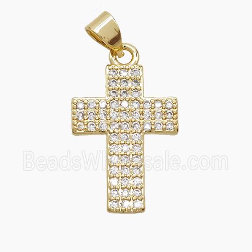 Copper Cross Pendant Pave Zirconia 18K Gold Plated