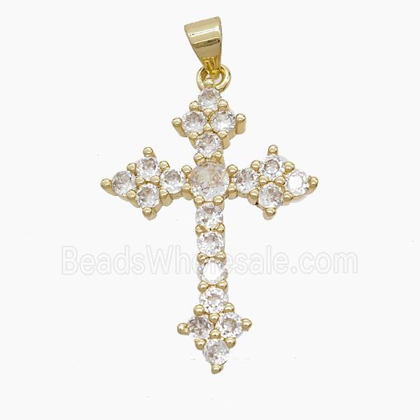Copper Cross Pendant Pave Zirconia 18K Gold Plated