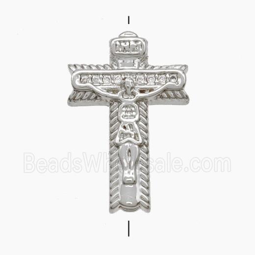 Copper Crucifix Cross Beads Pave Zirconia Platinum Plated